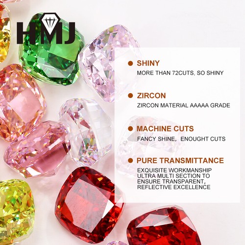 Cushion Crush Ice Cut High Quality Carbon Diamond Cubic Zirconia CZ 5A+ Gemstone - Picture 10 of 30