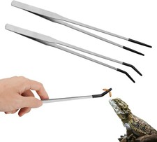 Stainl Steel Reptile Feeding Tongs with Rubber Tip, 10.6  