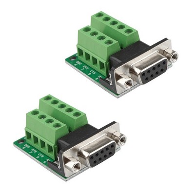 2 PCS DB9 RS232 Interface Breakout Board Solderless Female Terminal Block