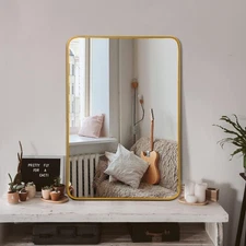 24x32 Inch Gold Metal Framed Rectangular Bathrrom Mirror for Wall.(W2203P183130)