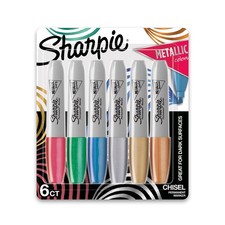 Metallic Permanent Markers Chisel Tip Assorted Colors 6 Count