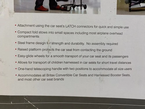 Britax Car Seat Travel Cart S840500 Adjustable Foldable Fits Airplane - Picture 9 of 14