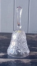 Vintage 1970s Clear Glass Crystal  5" Tall Dinner Bell Octagon Pattern