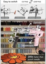 Art tufting 2 in 1 Tufting Gun Baby Pink For Rug Making 100 240V New