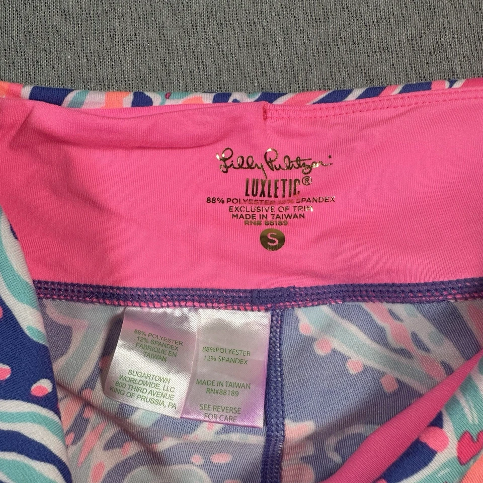 Lilly Pulitzer Luxletic Pants Womens Small Pink Abstract Leggings Athletic Yoga - Image 2 of 4