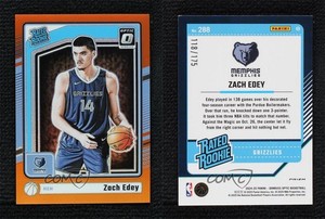 2024-25 Panini Donruss Optic Rated Orange Prizm /175 Zach Edey #288 Rookie RC