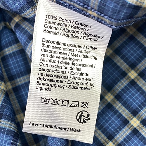 Camicia Lacoste uomo M blu bianca a quadri bicolore manica lunga logo abbottonato - Foto 12 di 14