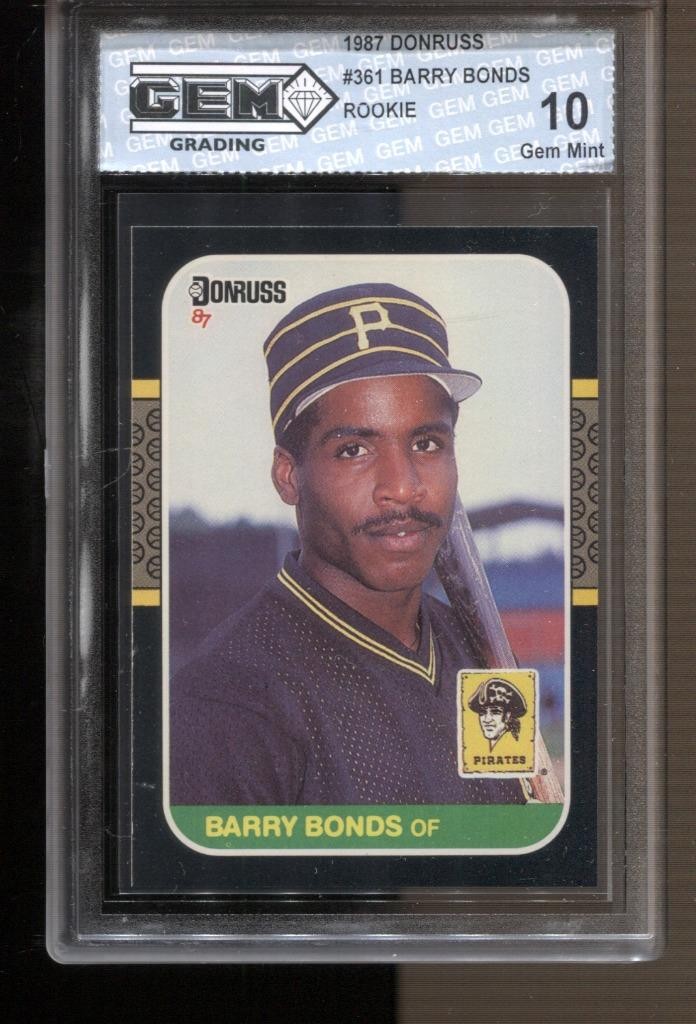 1987 Barry Bonds Donruss #361 Gem Mint 10 RC Rookie Pirates Giants
