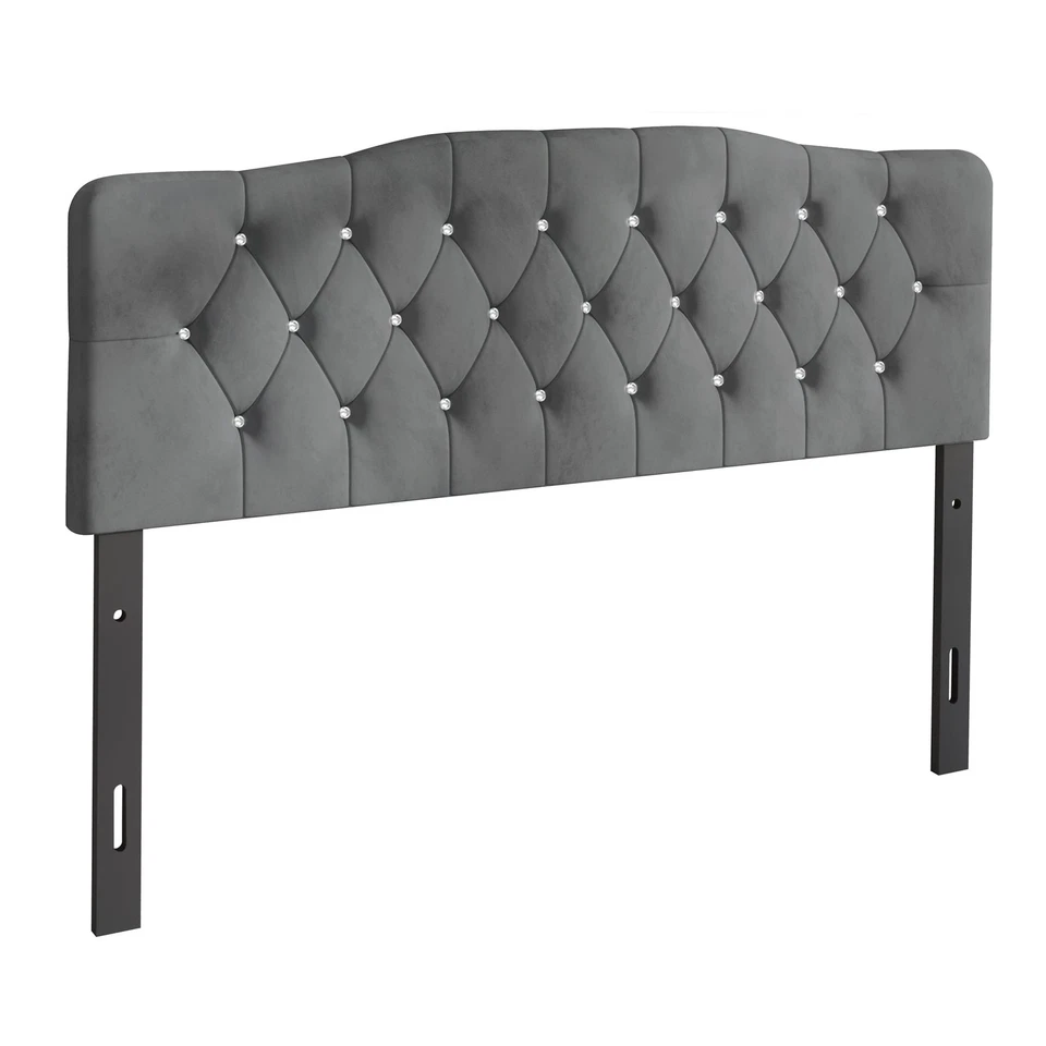 CraftPorch Velvet Button Tufted Curved Adjustable Headboard - Image 4 of 4