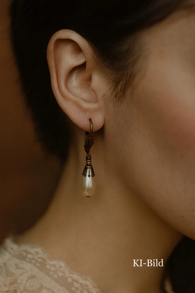 Ohrringe PERLENTROPFEN Vintage Stil Perlenohrringe Imitat Imitatperlen (2485) - Bild 2 von 4