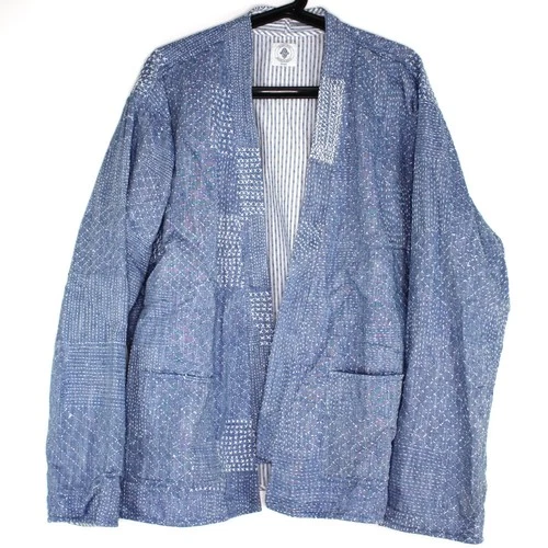 18 East MFG. Mens Large Sashiko Japanese Kimono Jacket RARE Q1188 - product listing photo