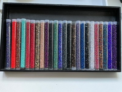 (Lot of 24) Japanese glass SEED BEADS  MIXED SIZES & COLORS
