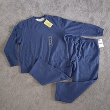 VTG 90s Classic Elements Sweatsuit Set XL NOS NWT Blue Grandma Core Crewneck