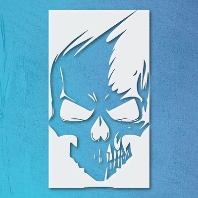 Bold Angular Skull Design Wall Art Reusable Plastic Stencil - StencilAir