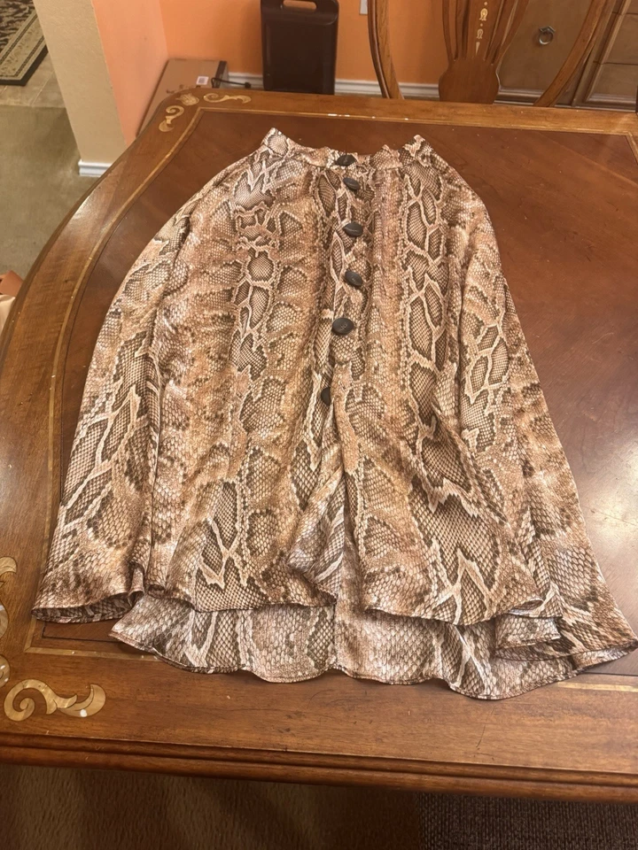 Zara Womens Medium Brown Animal Print Button Down Maxi Skirt XS - Image 2 of 4