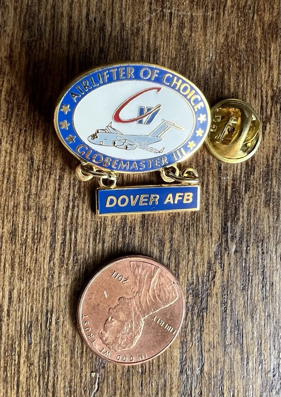 Globemaster III McDonnell Douglas C-17 Airplane Enamel Lapel Pin Dover AFB