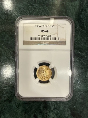 1986 G$5 1/10oz Gold American Eagle Coin MS 69 NGC - No RESERVE!!