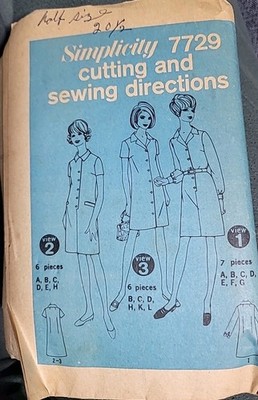Sewing Pattern Simplicity 7729 Misses Dress Step Into Size 20 1/2