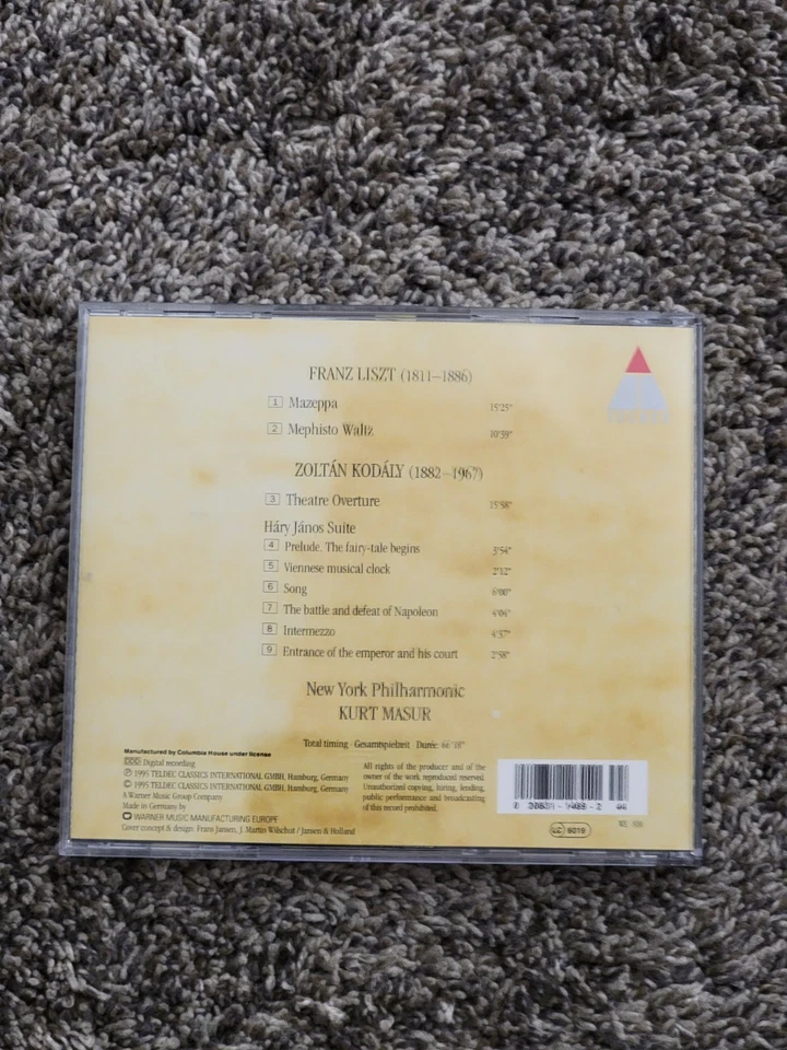 Liszt Mazeppa Kodaly Hary Janos Suite CD Teldec Digital New York Philharmonic  - Изображение 2 из 2