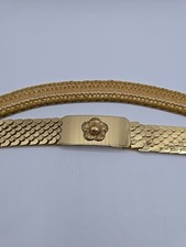 Expansion Belt- Fish-scale With Flower On Buckle- Vintage Gold Tone