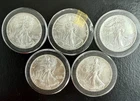 1992 5 Pcs  .999 FINE SILVER EAGLE WALKING LIBERTY DOLLAR BULLION ROUND COIN BU