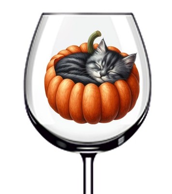 12x Halloween Kürbis Katze Vinyl Aufkleber Abziehbild Becher Weinglas Flasche Tasse Becher