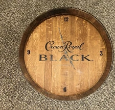 Crown Royal Black whiskey barrel clock - 25 in Decor Man Cave/bar