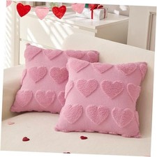 Valentines Day Throw Pillow Covers 18x18 inch Set of 18" x 18" Pack of 2 Pink