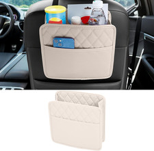 Car Seat Back Organizer, PU Leather Vehicle Backseat Hanging Storage Pocket, Mul