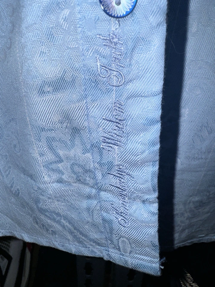 Camisa masculina Robert Graham manga longa botão para baixo paisley azul punho flip tamanho M - Imagem 4 de 4