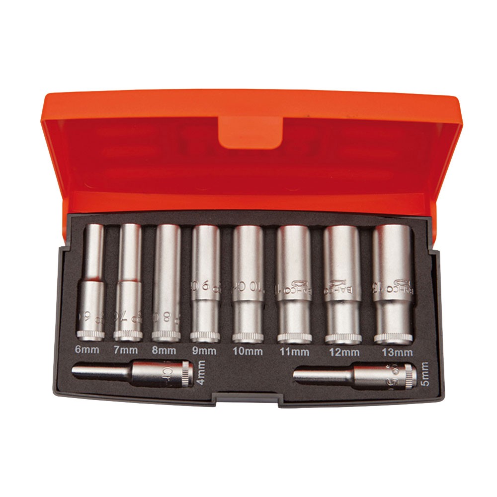 Bahco 10 Piece 1/4" Drive Deep Socket Set Metric - Image 3