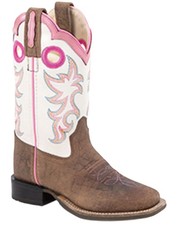 Old West Little Girls' Western Boot - Broad Square Toe - BSC1992