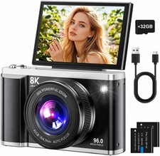 Digitalkamera 8K 96MP WLAN 20X Digitalzoom Autofokus 3,5'' Klappdisplay 32GB