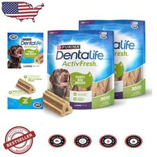 ActivFresh Dog Chews Pack 2 Large Breed Dental Breath Freshener Chicken 70oz