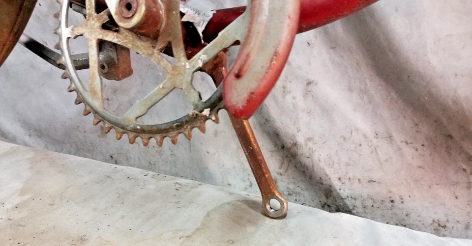 Juego de cuadro de bicicleta de crucero vintage Sears Roebuck 1960 grande 18,5" acero rojo descolorido :) Foto 4 de 4