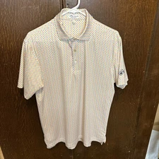 Peter Millar Summer Comfort Polo Shirt Mens Small White Multicolor 1/4 Button