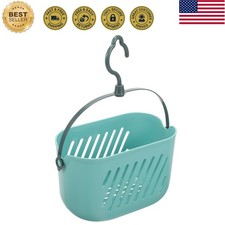 Hanging Bathroom Shower Caddy Basket with Hook, Blue Plastic Wall-mounted Org...