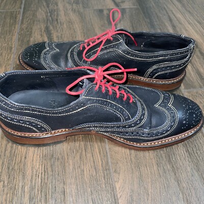 ALLEN EDMONDS Mens Red Leather Shoes NEUMOK Oxfords Size US Size 10.5 D Wingtip Allen Edmonds Neumok Mens Navy Leather Wingtip Oxford Shoes  main image 3