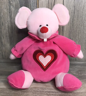 Target Hot Pink Chubby Mouse Lovey 9  Plush Vintage Heart Valentines Day VHTF
