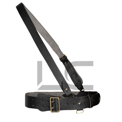 Sam Browne Leather Belt with Shoulder Strap British Army Military Duty Belt
