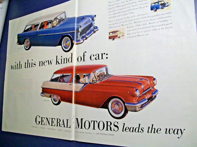 1955 Chevy NOMAD & Pontiac SAFARI station wagon mid-size-mag 2pg car ad