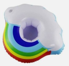 RAINBOW PRIDE INFLATABLE DRINK HOLDER FLOATING CAN CUP HOTTUB SWIMMINGPOOL BEACH
