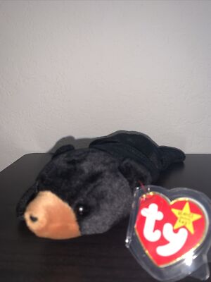 Ty Beanie Baby Blackie The Bear Plush Toy Mint Condition Tag Errors