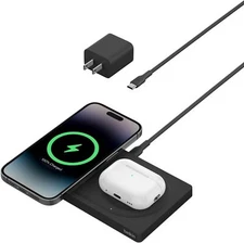 Belkin BoosCharge Pro Wireless 2 in 1 Charging Pad with MagSafe 15W _ Black