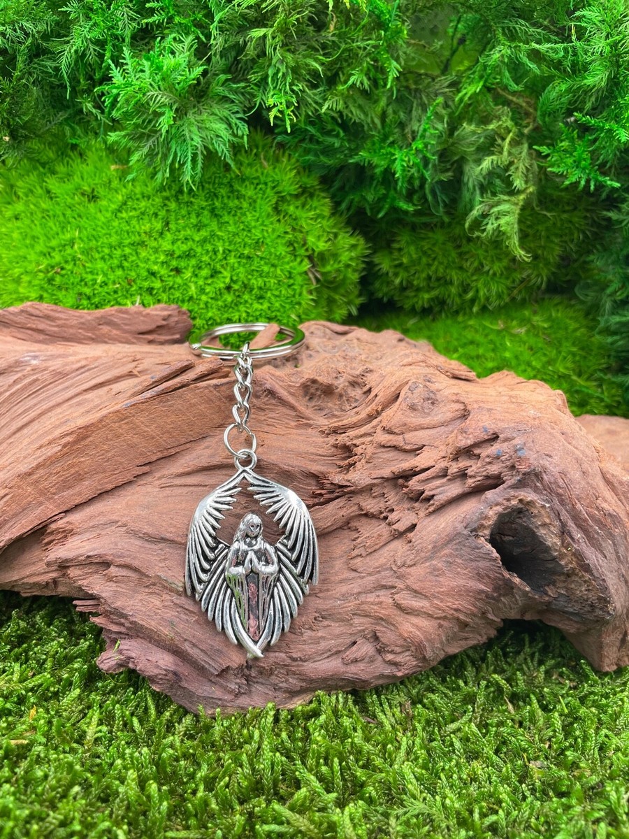 Portachiavi Argento Metallo Angelo Gabriel Angelo Custode Con Ali, Portachiavi A