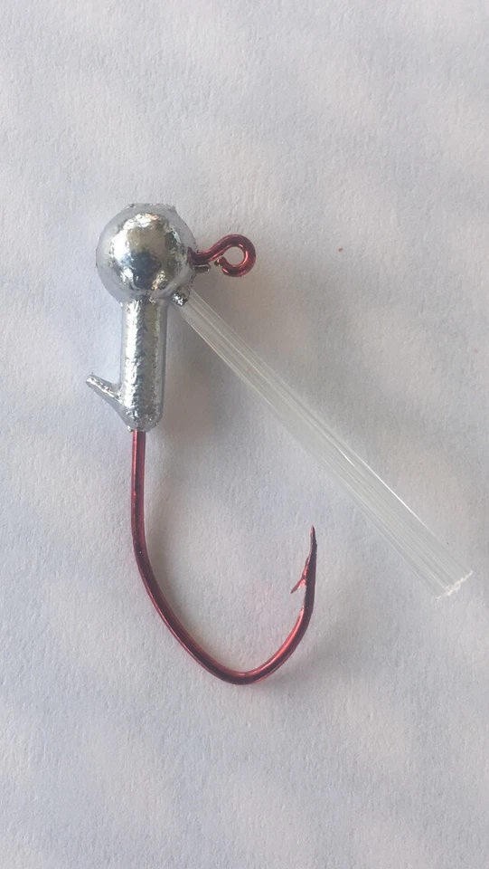 EAGLE CLAW 25 Pack 1/16 Weedless Crappie Jig Heads #2 Red Chrome Sickle Hooks