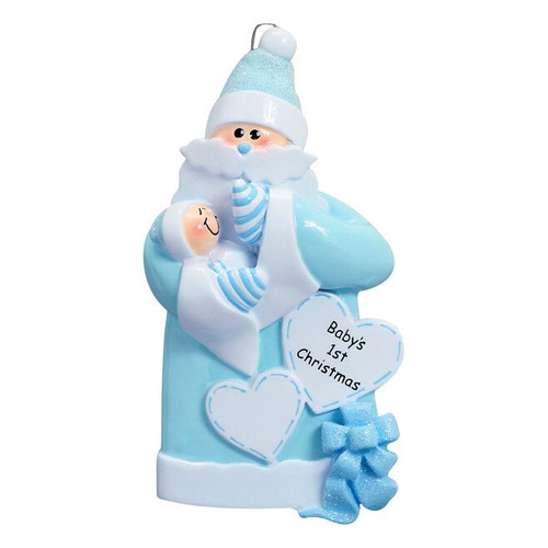 PERSONALIZED Baby's First Christmas Santa Holding Baby Boy Ornament - Bild 2 von 5