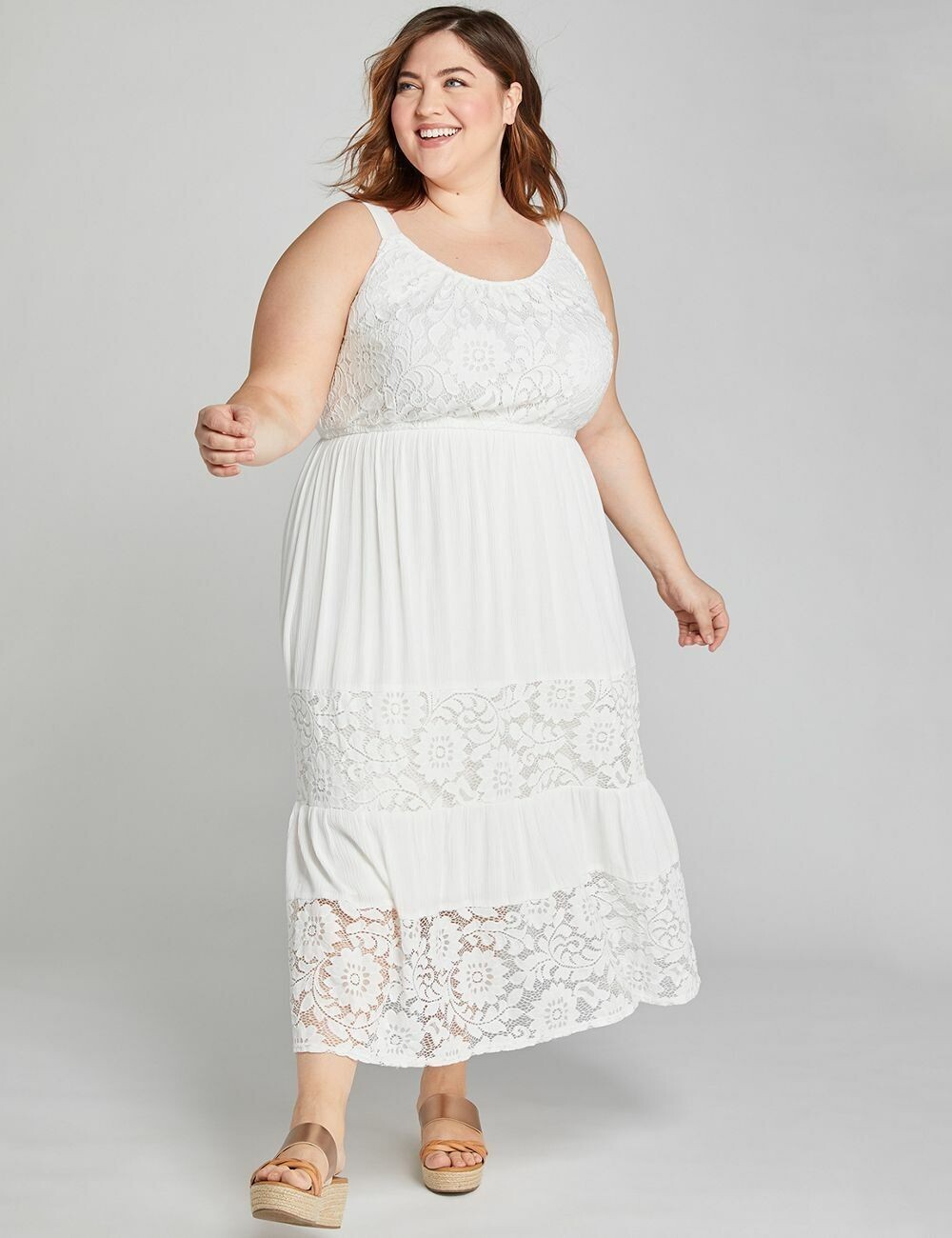 LANE BRYANT Dress White Plus size 22 Lace Midi Dress Sleeveless Summer