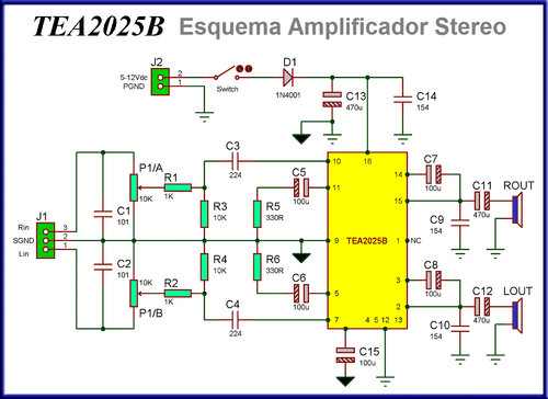 Circuito Integrado TEA2025B - Amplificador Audio Stereo - Descuento Por Cantidad - Imagen 3 de 6