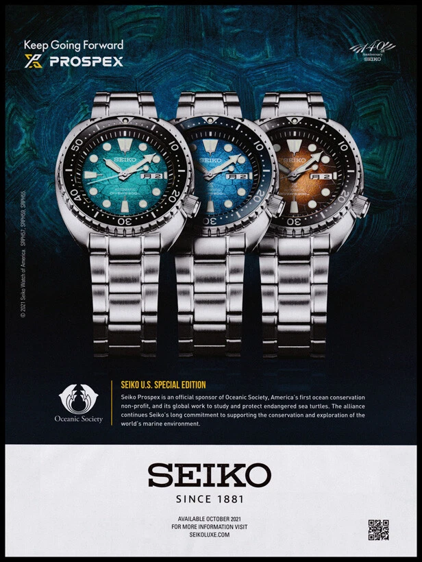 Seiko Prospex watch 1 page print ad 2021 3 face colors eBay